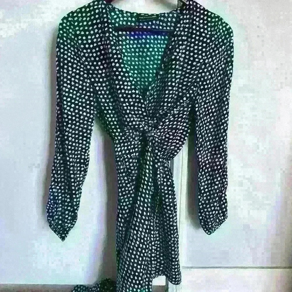 Pants - The Fifth Label Party Next Door Long Sleeve Blue Polka Dot Print Playsuit Romper